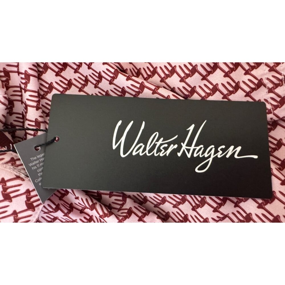 NWT Walter Hagen Men's XXL Houndstooth Pink Polo Shirt Golf Tee Time Print - Picture 13 of 16